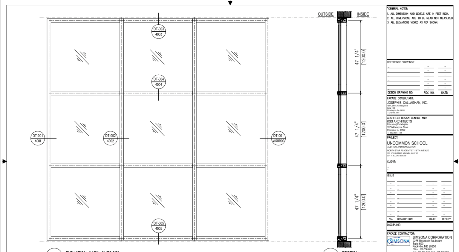 curtain wall shop drawing